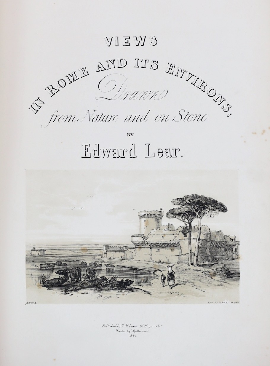 Lear, Edward (1812-1888) - Views in Rome and its Environs: Drawn from Nature on Stone, title with lithographed vignette of Ostia, ‘’list of subjects’’ list